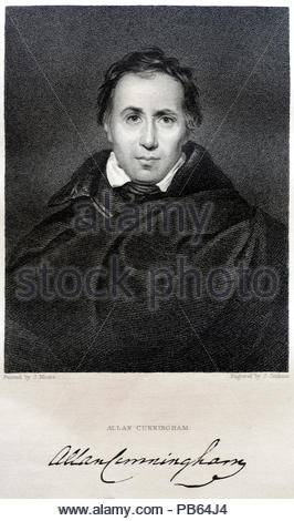 Allan Cunningham ritratto 1784 -1842 fu un poeta Scozzese e autore, antica incisione da 1832 Foto Stock