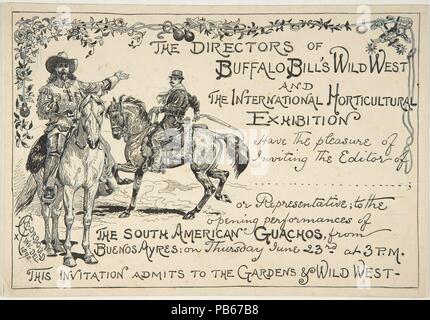 Invito a sud americana Gauchos dai direttori di Buffalo Bill's Wild West Show. Artista: Alfred Chantrey Corbould (British, Londra Londra 1852-1920). Dimensioni: foglio: 7 1/8 x 10 3/8 in. (18,1 x 26,4 cm). Data: 1892. Museo: Metropolitan Museum of Art di New York, Stati Uniti d'America. Foto Stock