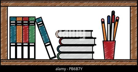 Libri nel ripiano illustrazione vettoriale graphic design Illustrazione Vettoriale