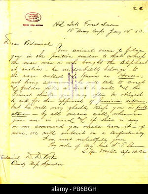 903 Lettera da L. M. Dayton, sede, Foresta Regina, xv Esercito, (David D.) Porter, Gennaio 14, 1863 Foto Stock