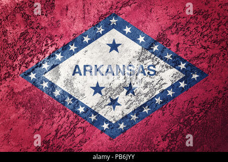 Grunge Arkansas state flag. Arkansas bandiera sfondo texture grunge. Foto Stock