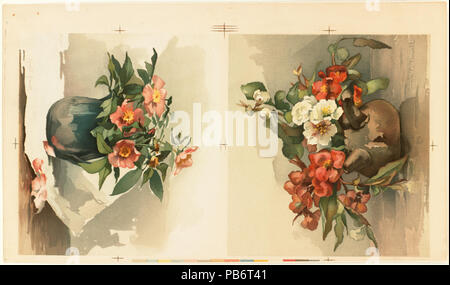 1780 Due floreali su un unico foglio (Boston Public Library) Foto Stock