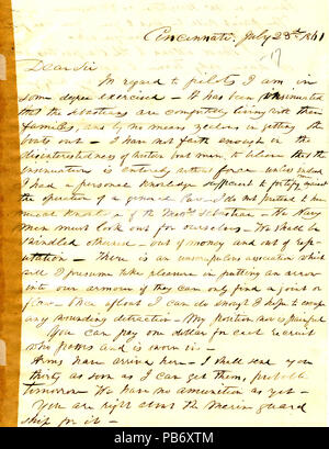 902 Lettera da John Rodgers, Cincinnati, Ohio, Seth Ledyard Phelps, luglio 23, 1861 Foto Stock