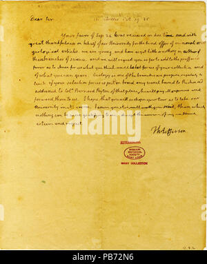 913 lettera firmata Thomas Jefferson, Monticello, a William Maclure, 19 Ottobre 1825 Foto Stock