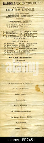 1209 partito politico biglietto (Missouri)- "Radicale Europea Biglietto," 1864 Foto Stock