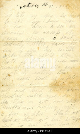 908 lettera firmata George Wolz a John Wolz, Ottobre 31, 1862 Foto Stock