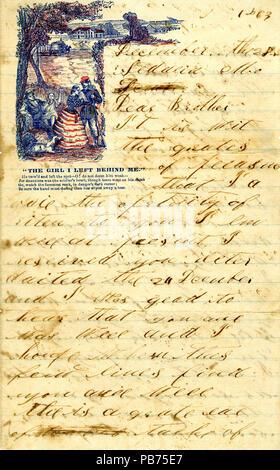 908 lettera firmata George Wolz, Sedalia, Mo., a suo fratello Giovanni Wolz, Dicembre 28, 1863 Foto Stock