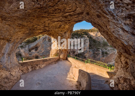Ventano del Diablo viewpoint a Cuenca, Castilla La Mancha, in Spagna. Foto Stock