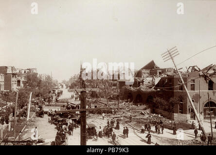 1757 Tornado, 1896- Lafayette Avenue da Jefferson Avenue guardando ad est Foto Stock