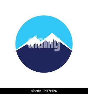 Icy Mountain Top cerchio simbolo vettore Logo grafico del modello di progettazione Illustrazione Vettoriale