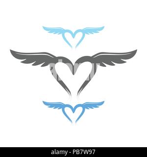 Amare la vita Ali simbolo vettore Logo grafico del modello di progettazione Illustrazione Vettoriale