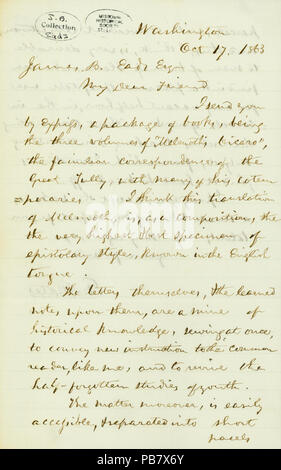 907 lettera firmata EDW. Bates (Edward Bates), Washington, a James B. Eads, Ottobre 17, 1863 Foto Stock