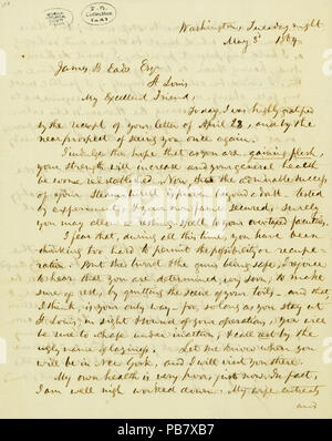 907 lettera firmata EDW. Bates (Edward Bates), Washington, a James B. Eads, St. Louis, 3 maggio 1864 Foto Stock