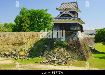 Inuyagura( impalcatura di legno Edificio) nel Castello di Kumamoto, Prefettura di Kumamoto, Giappone Foto Stock