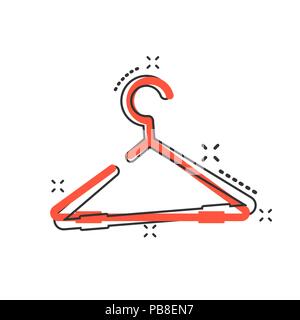 Vector cartoon appendiabiti icona in stile fumetto. Guardaroba hander segno illustrazione pittogramma. Appendiabiti business effetto splash concept. Illustrazione Vettoriale