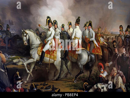 Erzherzog Carl - Charles, Arciduca d'Austria Battaglia di Aspern e Eßling 1820 Johann Peter Krafft 1780-1856 Pittura 1820 tedesco-nato pittore austriaco ermany ( Charles, Arciduca d'Austria; comandante dell esercito; 1771-1847.Arciduca Carlo con il suo staff in occasione della battaglia di Aspern. Guerre napoleoniche, Battaglia di Aspern e Eßling, 21.-22. Maggio 1809: vittoria austriaca su Napoleone. Foto Stock