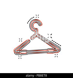 Vector cartoon appendiabiti icona in stile fumetto. Guardaroba hander segno illustrazione pittogramma. Appendiabiti business effetto splash concept. Illustrazione Vettoriale
