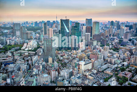 Giappone Tokyo City, Shimbashi e area di Marunouchi, panorama Foto Stock