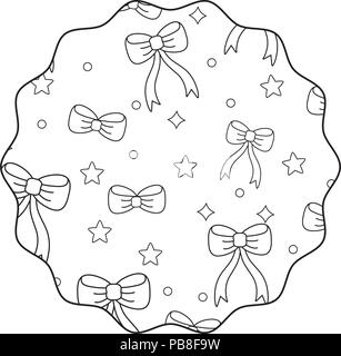 Decorativo telaio circolare con stelle e archi pattern su sfondo bianco, illustrazione vettoriale Illustrazione Vettoriale