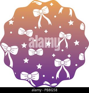 Decorativo telaio circolare con stelle e archi pattern su sfondo bianco, illustrazione vettoriale Illustrazione Vettoriale
