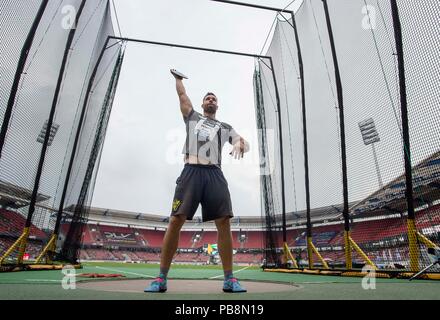 Martin WIERIG, Sportclub Magdeburg, azione. Discus finale degli uomini, su 21.07.2018. German Athletics Championships 2018, dal 20.07. - 22.07.2018 in Nuernberg/Germania. | Utilizzo di tutto il mondo Foto Stock