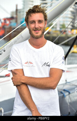 Pierre Rainier Stefano Casiraghi Viezepraesident dello Yacht Club de Monaco e Teamgrunder è il figlio più giovane di Caroline, Principessa di Hannover il team Malizia press eventi nella Brasserie Carls all'Elbhilharmonie mercoledì 25 luglio 2018 ad Amburgo | Utilizzo di tutto il mondo Foto Stock