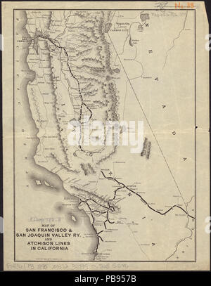 994 Mappa di San Francisco e San Joaquin Valley Ry. e linee Atchison in California (13962049896) Foto Stock
