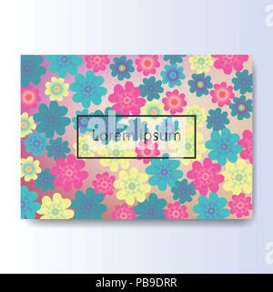 Il design dello sfondo con il colore rosa, blu e limone I fiori colorati pattern Illustrazione Vettoriale