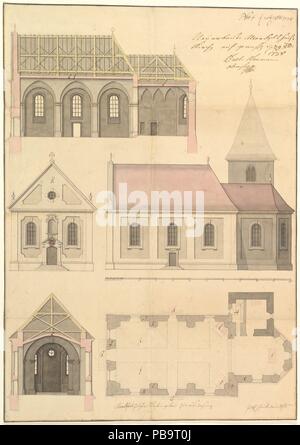 Design per la Chiesa Parrocchiale di Merkershausen. Artista: Workshop di Balthasar Neumann (tedesco, Eger/Bohemia 1687-1753 Würzburg); Balthasar Neumann (tedesco, Eger/Bohemia 1687-1753 Würzburg). Dimensioni: foglio: 21 x 14 3/4 in. (53,4 x 37,5 cm). Data: 1738. Museo: Metropolitan Museum of Art di New York, Stati Uniti d'America. Foto Stock