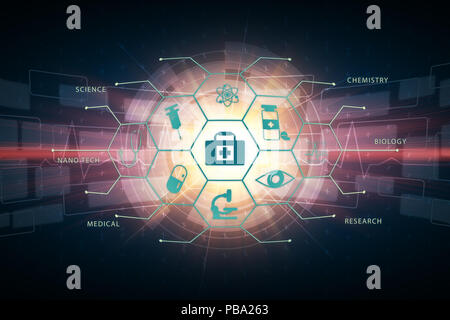 La scienza medica ospedale e healthcare icona simbolo di progettazione grafica di sfondo Foto Stock