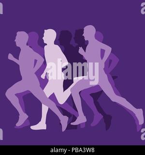 Silhouette di un uomo che corre - lunga distanza runner o a breve distanza runner Illustrazione Vettoriale