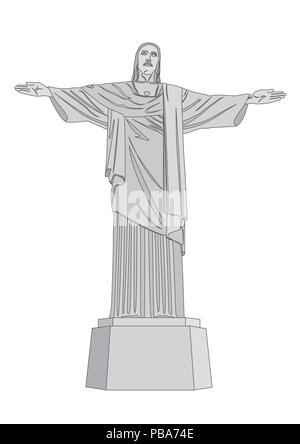 Cristo redentore, Brasile, illustrazione vettoriale Illustrazione Vettoriale