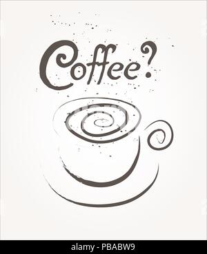 Tazza di caffè segno. Il concetto di pubblicità. Illustrazione Vettoriale