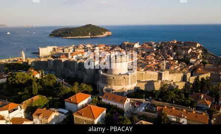 Torre Minčeta, mura della Città Vecchia di Dubrovnik, Croazia Foto Stock