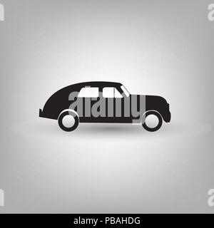 Retrò icona auto. Oggetto vettoriale su sfondo grigio Illustrazione Vettoriale