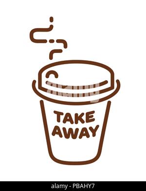 "Take Away' cup icona. Caffè, tè o altre bevande segno. Trendy linea piana di design. Illustrazione Vettoriale Illustrazione Vettoriale