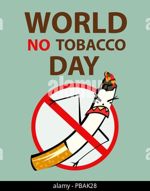 Celebra la Giornata Mondiale senza tabacco poster, attraversato il male sigaretta, in stile retrò illustrazione vettoriale Illustrazione Vettoriale