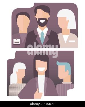 Set di vettore di gente di affari icone nella piana di stile gradiente Illustrazione Vettoriale