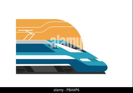 Icona del treno in stile appartamento, illustrazione vettoriale Illustrazione Vettoriale