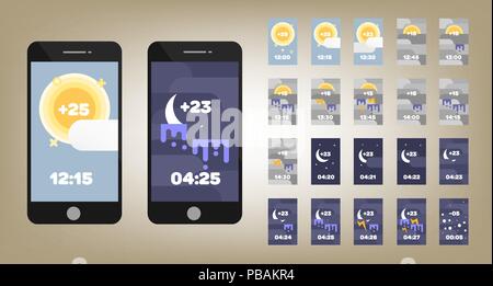 App meteo design vettoriali Illustrazione Vettoriale