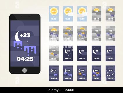 Vector meteo widget templates design Illustrazione Vettoriale