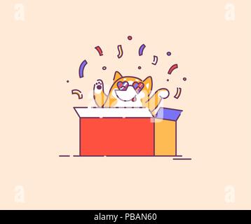 Viene visualizzato il cane da una scatola. Appartamento illustrazione vettoriale Illustrazione Vettoriale