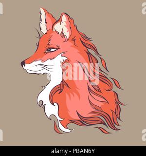 Calma fox, dettagliato in stile fumetto illustrazione vettoriale Illustrazione Vettoriale