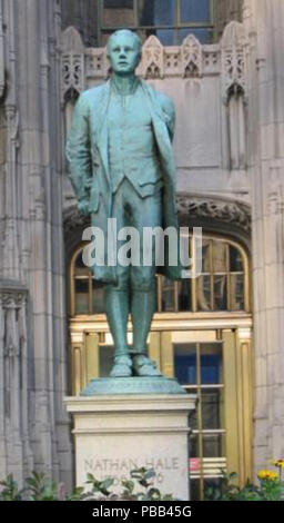 1082 Nathan-Hale-statua-Chicago-Tribune-torre-figura Foto Stock