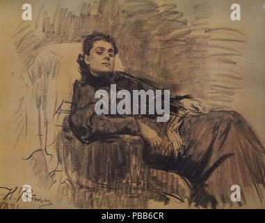 Ritratto dell'attrice Eleonora Duse (1858-1924). Museo: Membro Galleria Tretyakov di Mosca. Foto Stock