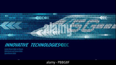 5G nuovo ferroviario ad alta velocità a Internet wireless wifi concetto. Globale più veloce treno ferroviario. Codice binario i numeri di flusso blu scuro dati innovazione tecnologia tasso di illustrazione vettoriale Illustrazione Vettoriale