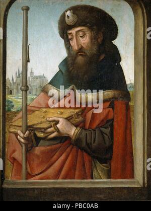 Juan de Flandes / 'l apostolo San Giacomo". Ca. 1507. Olio su pannello. Museo : Museo del Prado di Madrid, España. Foto Stock