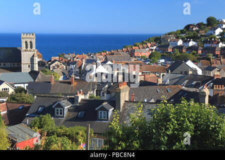 Vista panoramica del grazioso borgo costiero di birra in East Devon Foto Stock