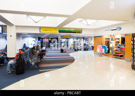 NEW YORK, Stati Uniti d'America - Sep 21, 2015: area di attesa dell'Aeroporto Internazionale John F. Kennedy. È il più trafficato international air passenger gateway in Foto Stock