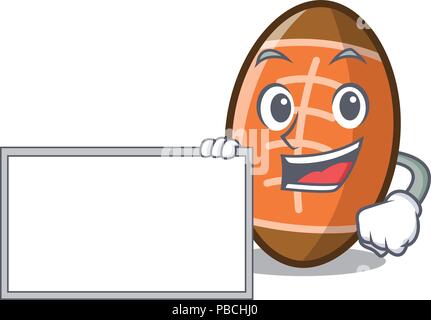 Con scheda di rugby di carattere a sfera cartoon Illustrazione Vettoriale